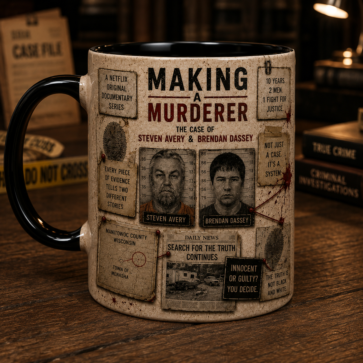 Making a Murderer True Crime Mug, Crime Documentary Coffee Mug, Detective Board Mug, Investigation Gift, True Crime Fan Mug