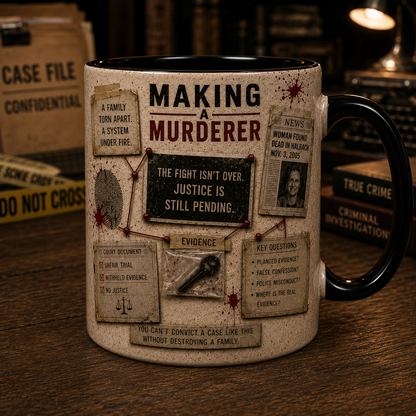 Making a Murderer True Crime Mug, Crime Documentary Coffee Mug, Detective Board Mug, Investigation Gift, True Crime Fan Mug