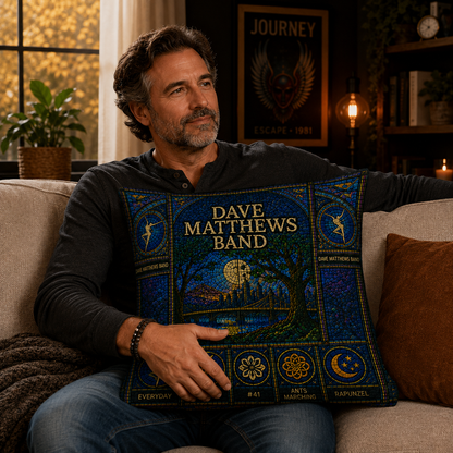 Dave Matthews Band Stained Glass Throw Pillow, DMB Decorative Cushion, Dave Matthews Band Fan Gift, Music Lover Sofa Pillow, Band Home Decor