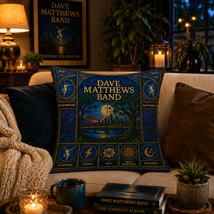 Dave Matthews Band Stained Glass Throw Pillow, DMB Decorative Cushion, Dave Matthews Band Fan Gift, Music Lover Sofa Pillow, Band Home Decor