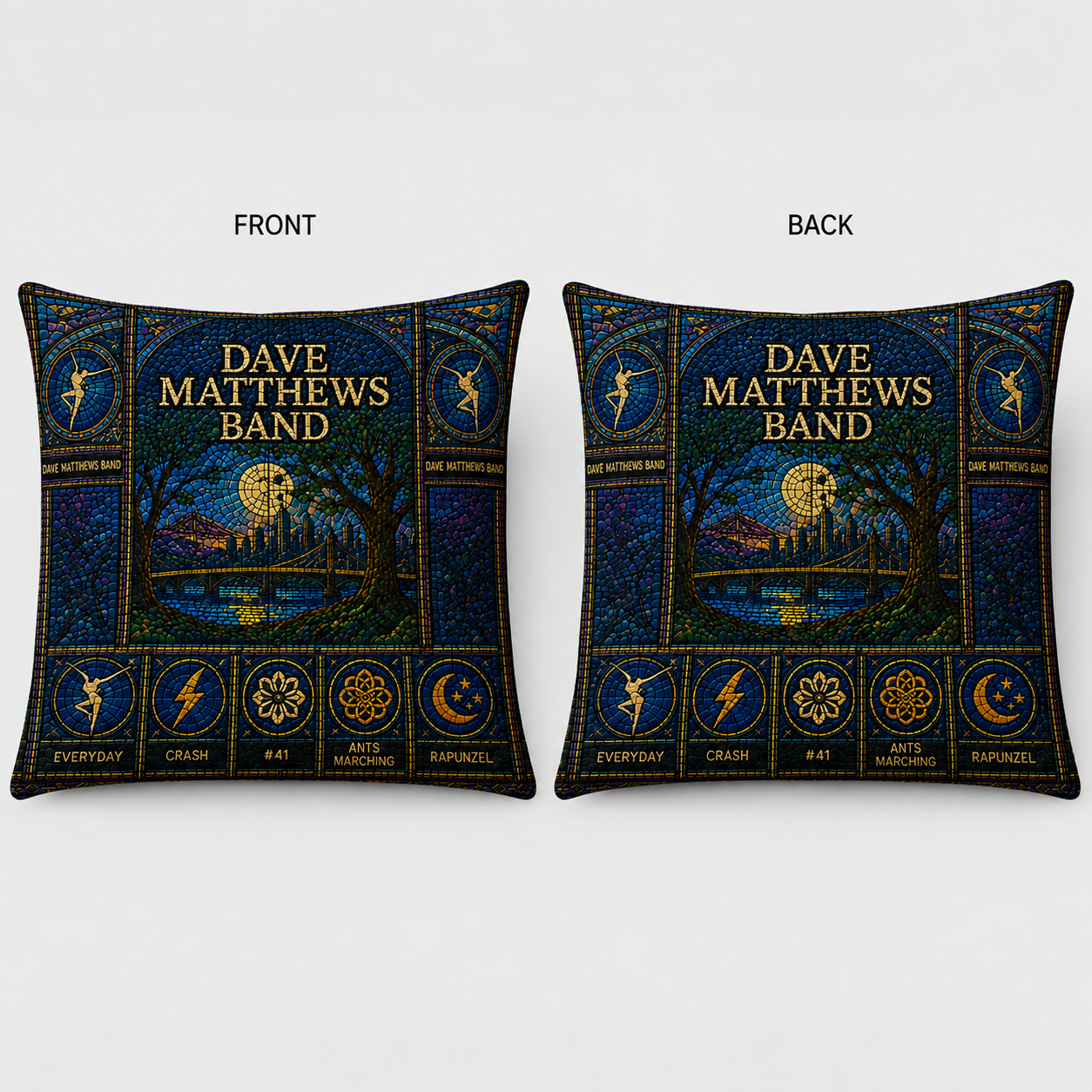 Dave Matthews Band Stained Glass Throw Pillow, DMB Decorative Cushion, Dave Matthews Band Fan Gift, Music Lover Sofa Pillow, Band Home Decor