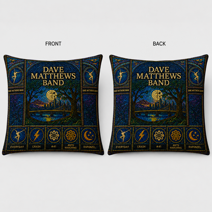 Dave Matthews Band Stained Glass Throw Pillow, DMB Decorative Cushion, Dave Matthews Band Fan Gift, Music Lover Sofa Pillow, Band Home Decor