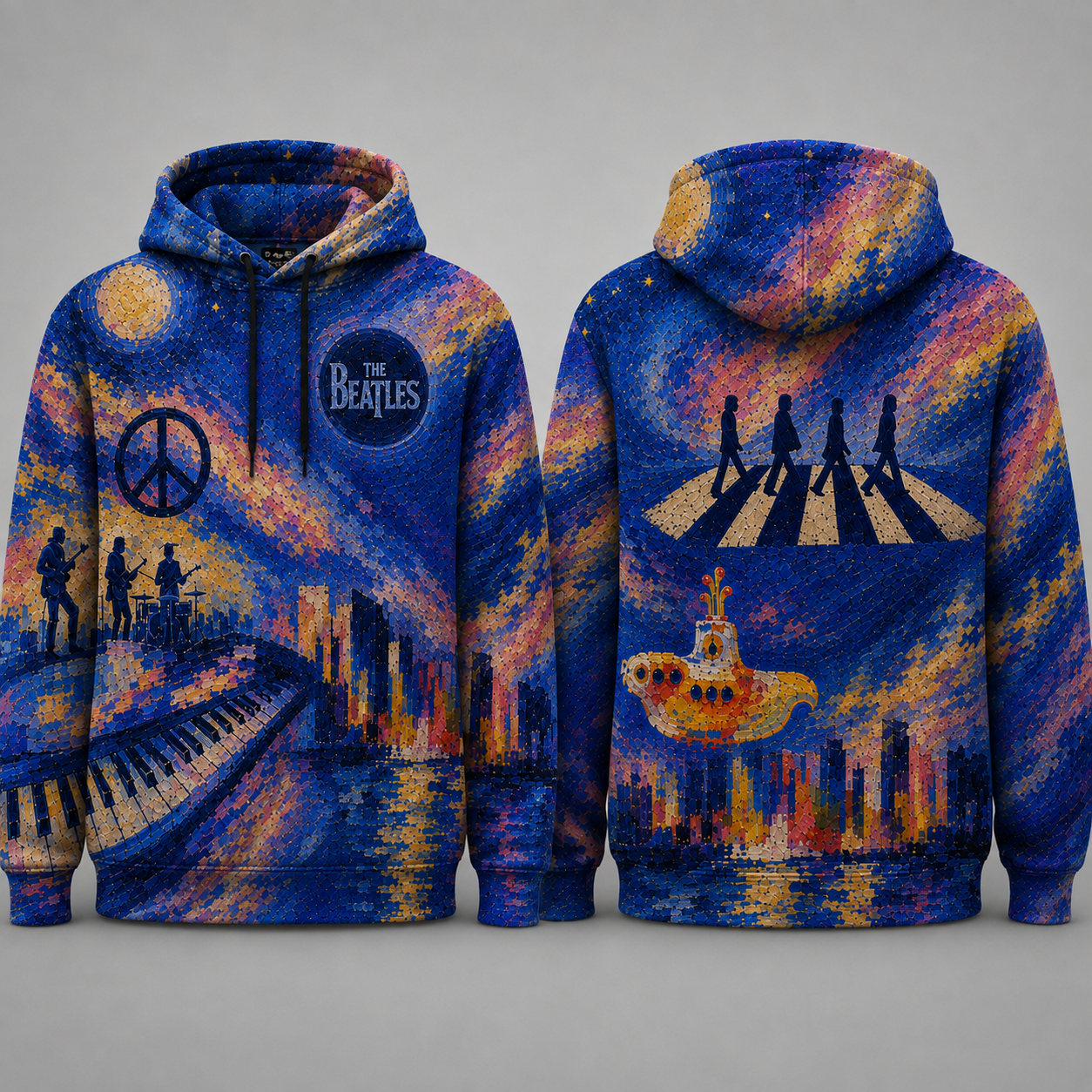 The Beatles All Over Print Hoodie, Beatles Abbey Road Pullover Hoodie, Psychedelic Music Sweatshirt, Classic Rock Fan Gift, Beatles Hooded Sweatshirt