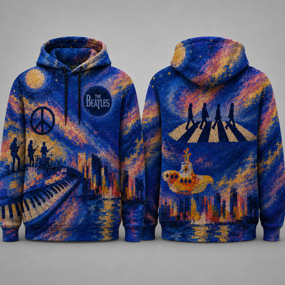 The Beatles All Over Print Hoodie, Beatles Abbey Road Pullover Hoodie, Psychedelic Music Sweatshirt, Classic Rock Fan Gift, Beatles Hooded Sweatshirt