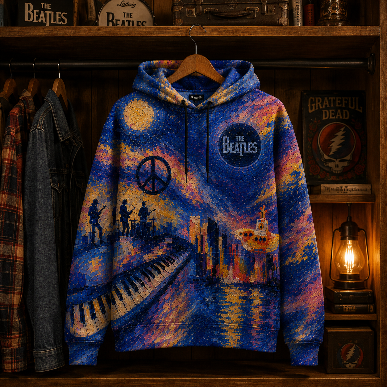 The Beatles All Over Print Hoodie, Beatles Abbey Road Pullover Hoodie, Psychedelic Music Sweatshirt, Classic Rock Fan Gift, Beatles Hooded Sweatshirt