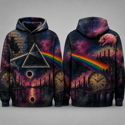 Pink Floyd Dark Side of the Moon All Over Print Hoodie, Psychedelic Rock Pullover Hoodie, Progressive Rock Sweatshirt, Pink Floyd Fan Gift