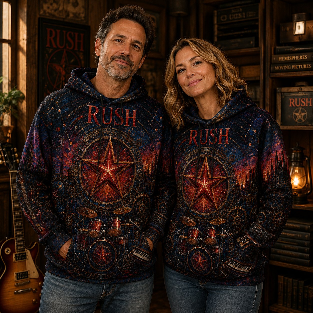 Rush 2112 All Over Print Hoodie, Progressive Rock Pullover Hoodie, Rush Fan Sweatshirt, Vintage Rock Band Gift for Men and Women