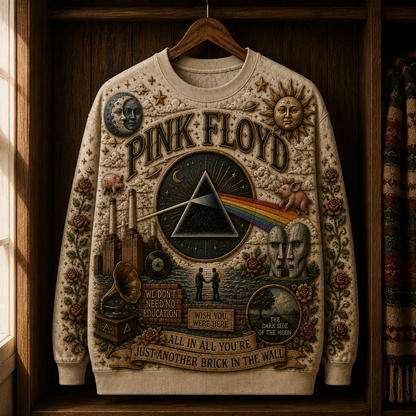 Pink Floyd Vintage All Over Print Sweatshirt, Dark Side of the Moon Crewneck, Psychedelic Classic Rock Sweatshirt, Unisex Music Fan Gift