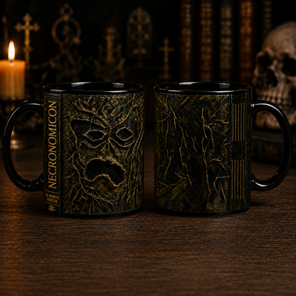 Necronomicon Evil Dead Black Accent Mug, Book of the Dead Horror Coffee Mug, Sam Raimi Horror Fan Gift, Halloween Mug