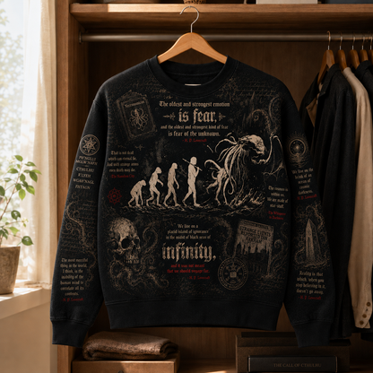 H.P. Lovecraft Cthulhu Evolution Sweatshirt, Cosmic Horror Crewneck, Arkham Horror Gothic Pullover, Necronomicon Graphic Sweatshirt
