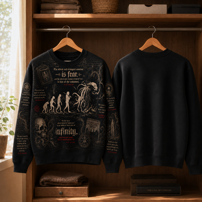 H.P. Lovecraft Cthulhu Evolution Sweatshirt, Cosmic Horror Crewneck, Arkham Horror Gothic Pullover, Necronomicon Graphic Sweatshirt