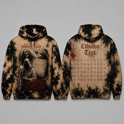 The King in Yellow Hoodie, H.P. Lovecraft Arkham Tales Pullover Hoodie, Gothic Occult Hoodie, Weird Fiction Fan Gift