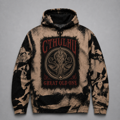 Cthulhu Great Old One Hoodie, H.P. Lovecraft Bleached Pullover Hoodie, Cosmic Horror Sweatshirt, Eldritch Monster Hoodie