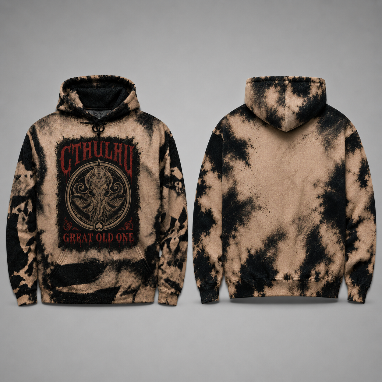 Cthulhu Great Old One Hoodie, H.P. Lovecraft Bleached Pullover Hoodie, Cosmic Horror Sweatshirt, Eldritch Monster Hoodie