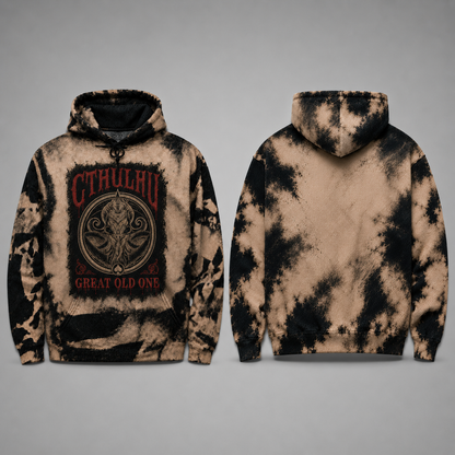 Cthulhu Great Old One Hoodie, H.P. Lovecraft Bleached Pullover Hoodie, Cosmic Horror Sweatshirt, Eldritch Monster Hoodie