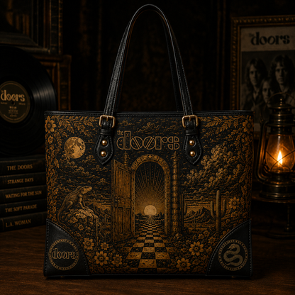 The Doors Handbag Tote Bag Wallet Set, Psychedelic Rock Purse Set, Vegan Leather Bag Set
