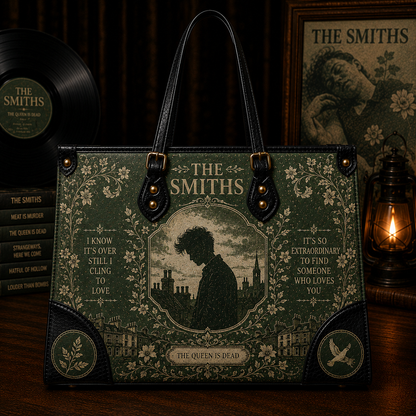 The Smiths Handbag Tote Bag Wallet Set, Gothic Floral Purse Set, Indie Rock Fan Gif, Vegan Leather Handbag