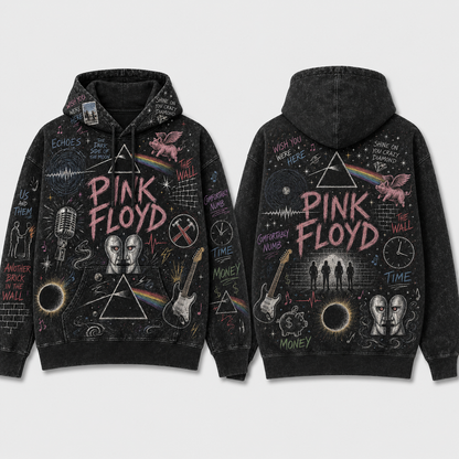 Pink Floyd Hoodie, Vintage Pink Floyd Pullover Hoodie, Chalk Art Rock Band Sweatshirt, Dark Side of the Moon Hoodie, Classic Rock Fan Gift