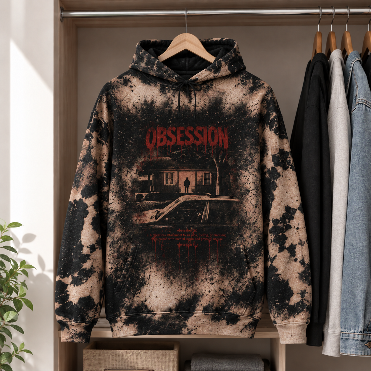 Obsession Horror Hoodie, Slasher Movie Inspired Pullover Sweatshirt, Gothic Halloween Hoodie, Dark Thriller Graphic Hoodie