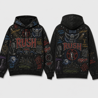 Rush Hoodie, Vintage Rush Pullover Hoodie, Chalk Art Progressive Rock Sweatshirt, 2112 Hoodie, Classic Rock Fan Gift