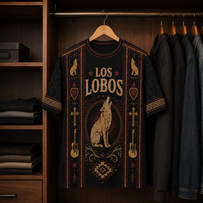 Los Lobos T-Shirt, Howling Wolf Graphic Tee, Southwestern Rock Band Shirt, Vintage Music Lover Gift