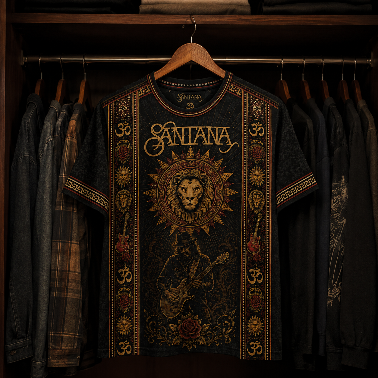 Santana T-Shirt, Carlos Santana Guitar Graphic Tee, Latin Rock All Over Print Shirt, Vintage Music Lover Gift