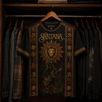 Santana T-Shirt, Carlos Santana Guitar Graphic Tee, Latin Rock All Over Print Shirt, Vintage Music Lover Gift