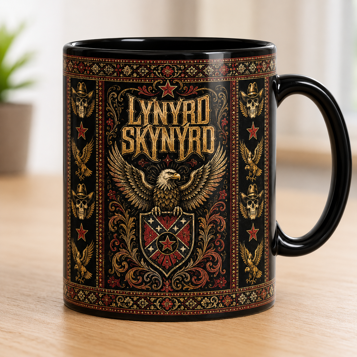 Lynyrd Skynyrd Coffee Mug, Southern Rock Legends Mug, Vintage Skull Cowboy Mug, Classic Rock Band Gift
