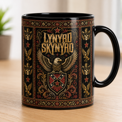 Lynyrd Skynyrd Coffee Mug, Southern Rock Legends Mug, Vintage Skull Cowboy Mug, Classic Rock Band Gift