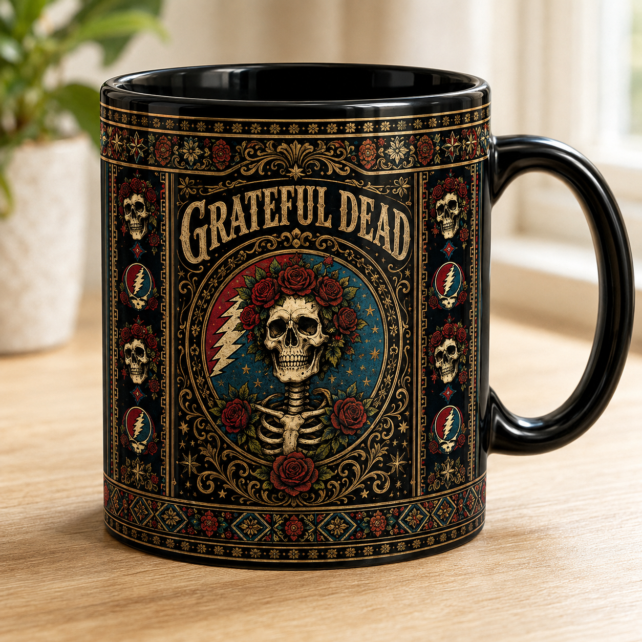 Grateful Dead Skull Coffee Mug, Psychedelic Rock Band Gift, Music Lover Mug