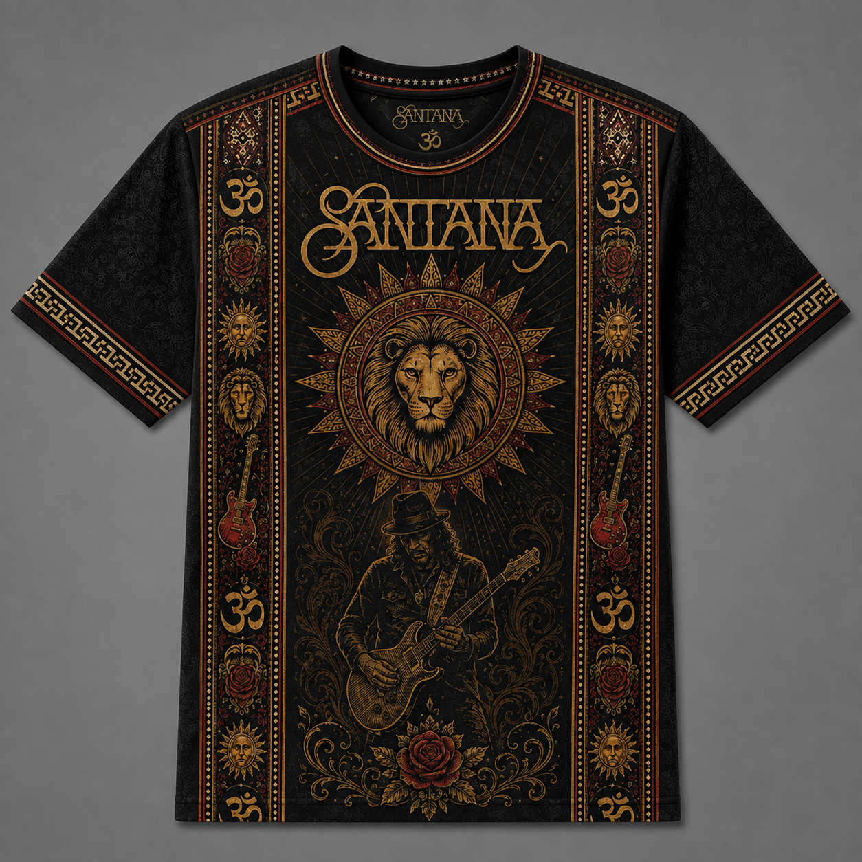 Santana T-Shirt, Carlos Santana Guitar Graphic Tee, Latin Rock All Over Print Shirt, Vintage Music Lover Gift