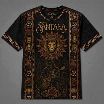 Santana T-Shirt, Carlos Santana Guitar Graphic Tee, Latin Rock All Over Print Shirt, Vintage Music Lover Gift