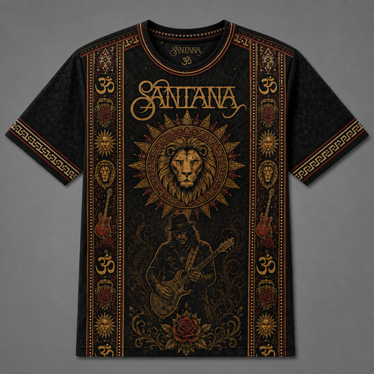 Santana T-Shirt, Carlos Santana Guitar Graphic Tee, Latin Rock All Over Print Shirt, Vintage Music Lover Gift
