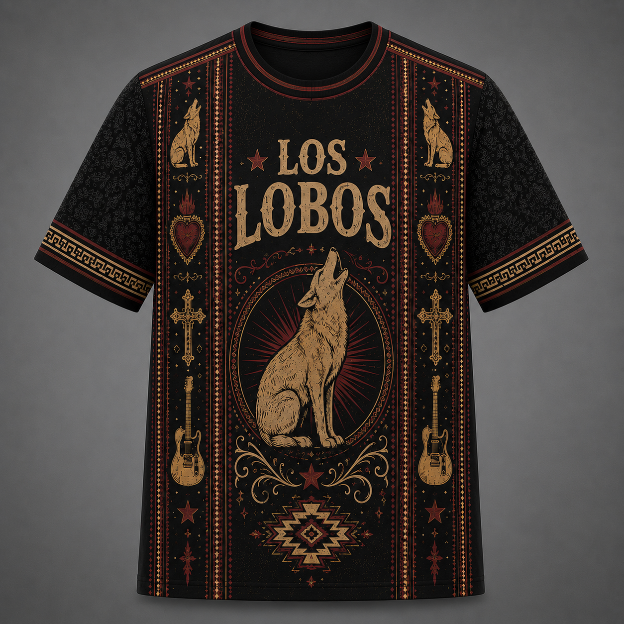 Los Lobos T-Shirt, Howling Wolf Graphic Tee, Southwestern Rock Band Shirt, Vintage Music Lover Gift