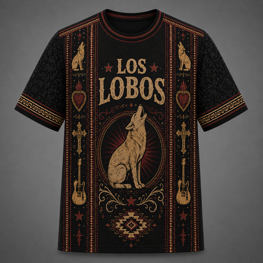 Los Lobos T-Shirt, Howling Wolf Graphic Tee, Southwestern Rock Band Shirt, Vintage Music Lover Gift
