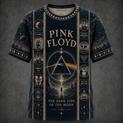 Pink Floyd T-Shirt, Dark Side of the Moon Graphic Tee, Vintage Progressive Rock Band Shirt, All Over Print Music Fan Gift