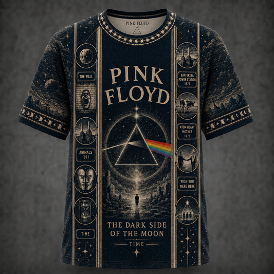 Pink Floyd T-Shirt, Dark Side of the Moon Graphic Tee, Vintage Progressive Rock Band Shirt, All Over Print Music Fan Gift