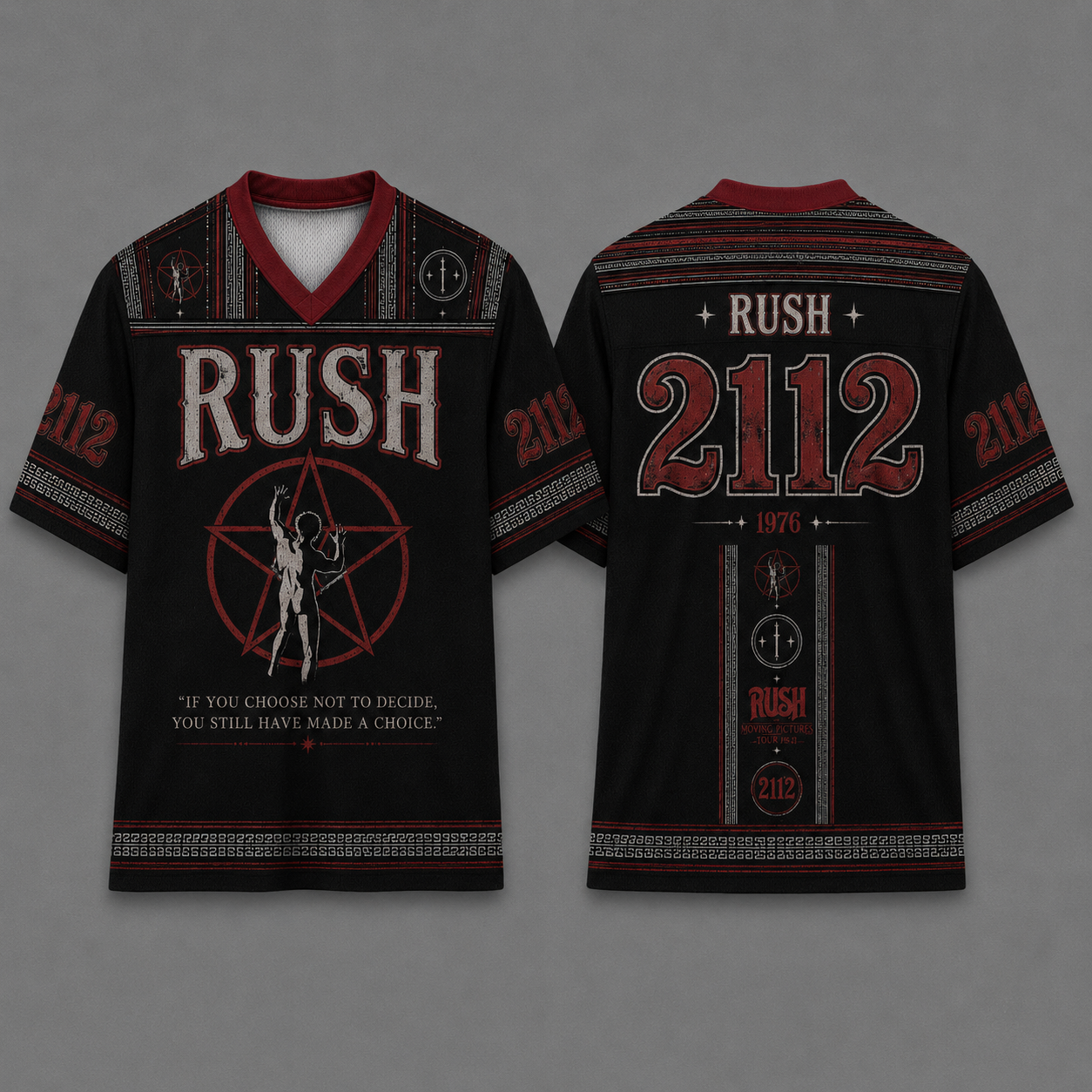 Rush Jersey, 2112 V-Neck Jersey, Classic Progressive Rock Shirt, Starman Band Fan Gift, Unisex Rush Inspired Sports Jersey