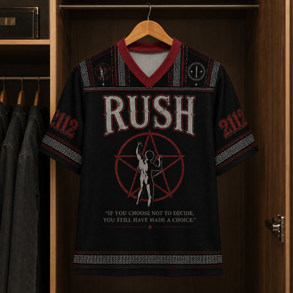 Rush Jersey, 2112 V-Neck Jersey, Classic Progressive Rock Shirt, Starman Band Fan Gift, Unisex Rush Inspired Sports Jersey