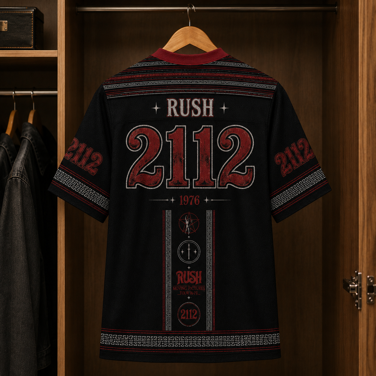 Rush Jersey, 2112 V-Neck Jersey, Classic Progressive Rock Shirt, Starman Band Fan Gift, Unisex Rush Inspired Sports Jersey
