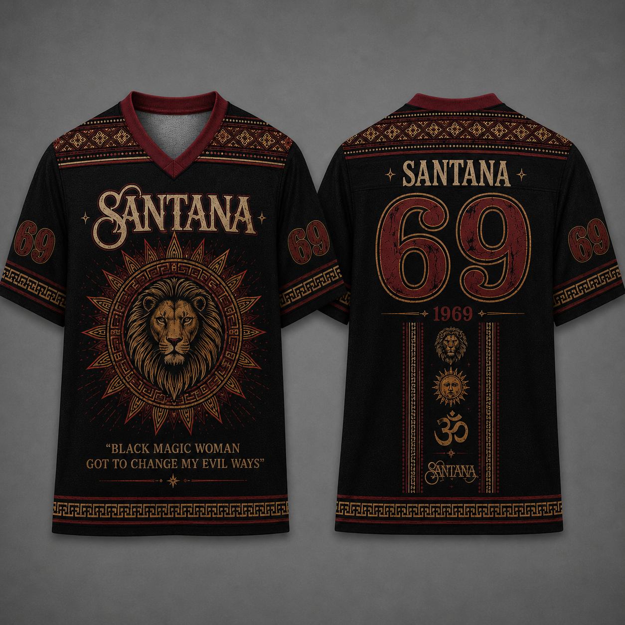 Santana Jersey, Black Magic Woman V-Neck Jersey, Unisex Music Sports Jersey
