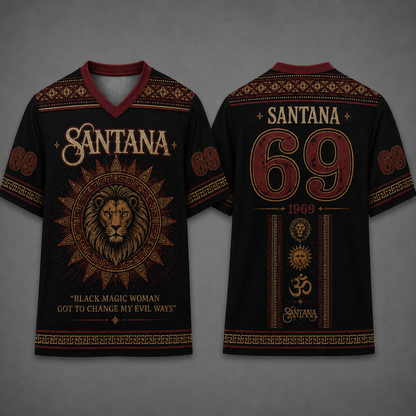 Santana Jersey, Black Magic Woman V-Neck Jersey, Unisex Music Sports Jersey