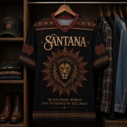 Santana Jersey, Black Magic Woman V-Neck Jersey, Unisex Music Sports Jersey