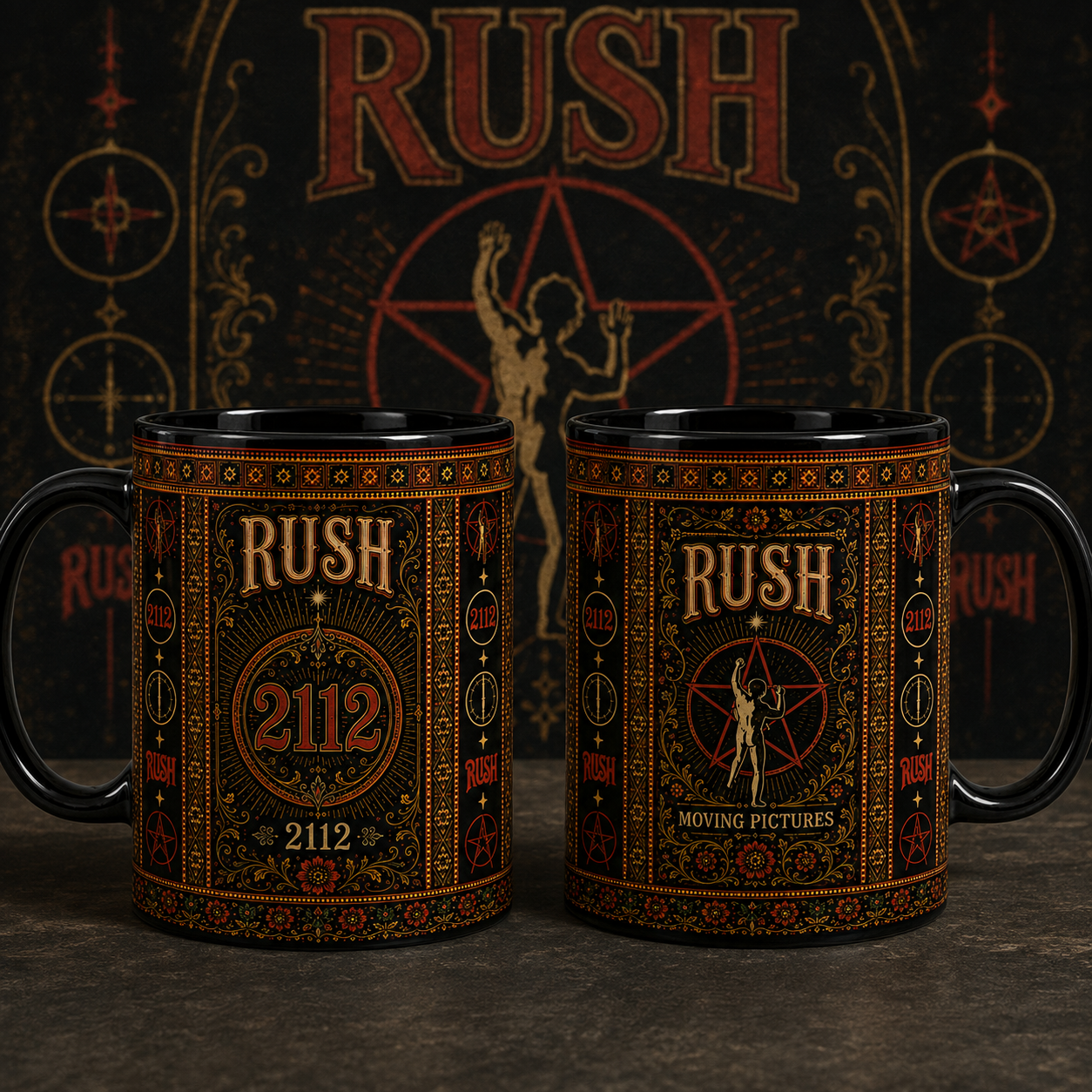 Rush Coffee Mug, Moving Pictures Ceramic Mug, Progressive Rock Band Gift, 2112 Music Lover Coffee Cup, Vintage Rush Fan Mug