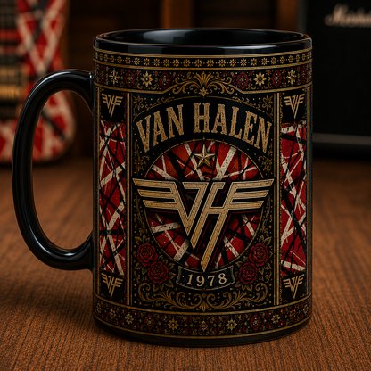 Van Halen Coffee Mug, Vintage 1978 Rock Band Mug, Retro Van Halen Fan Mug