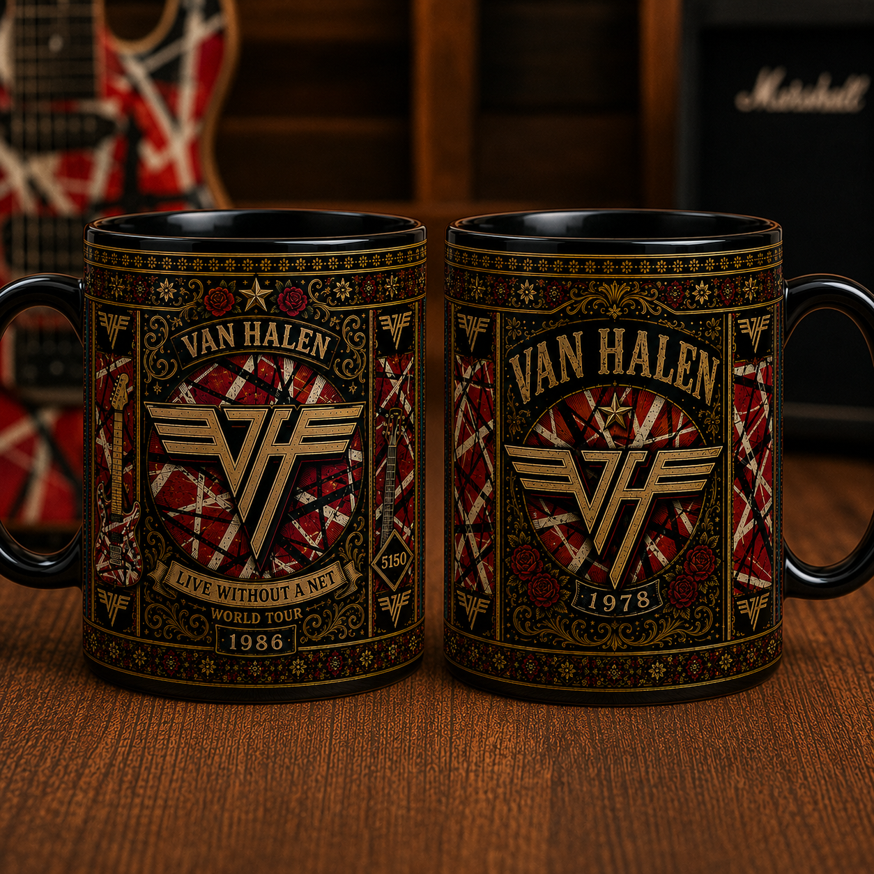 Van Halen Coffee Mug, Vintage 1978 Rock Band Mug, Retro Van Halen Fan Mug
