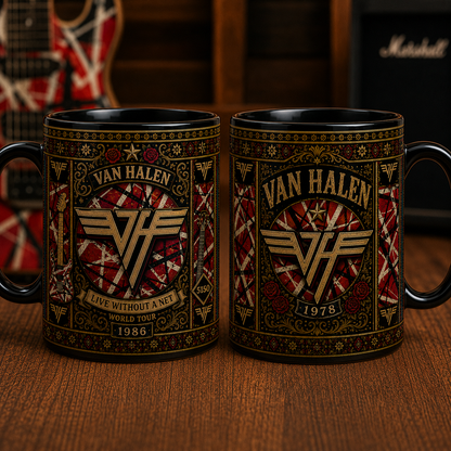 Van Halen Coffee Mug, Vintage 1978 Rock Band Mug, Retro Van Halen Fan Mug