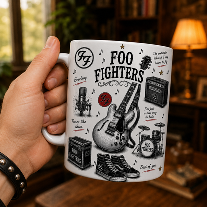 Foo Fighters Sketch Coffee Mug Best of You Mug, Rock Band Fan Gift, Alternative Rock Ceramic Cup