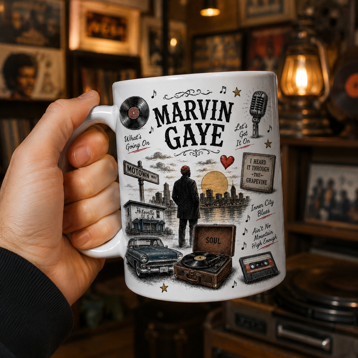 Marvin Gaye Coffee Mug, Motown Soul Gift, Vintage Music Lover Mug, Soul Music Fan Gift