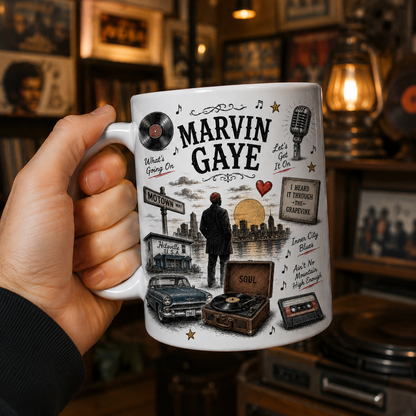 Marvin Gaye Coffee Mug, Motown Soul Gift, Vintage Music Lover Mug, Soul Music Fan Gift